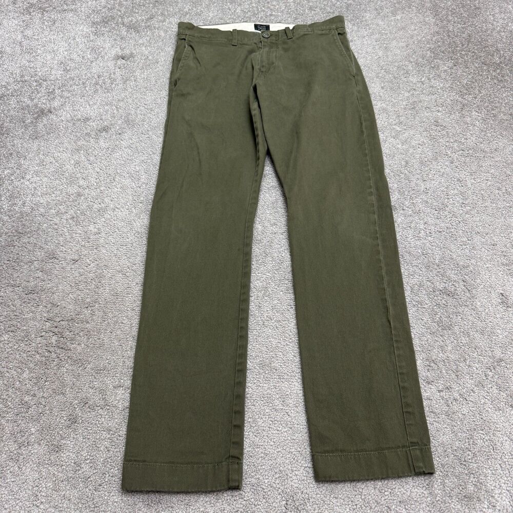 J.Crew 484 Slim Fit Chino Pants Mens 28x30 Olive Green Tapered Flat Front Cotton
